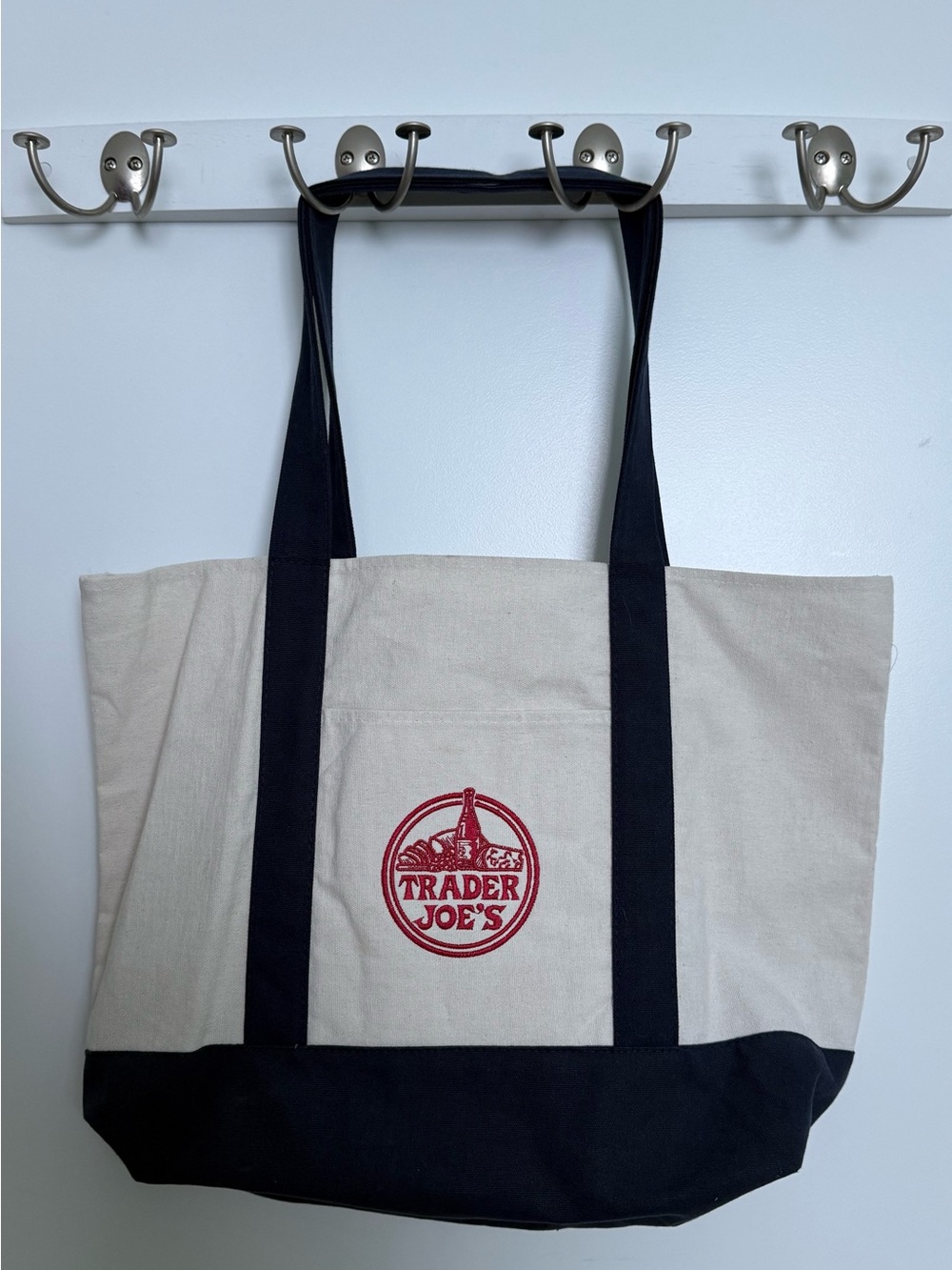 Trader Joe's Natural Canvas Tote with Black Trim